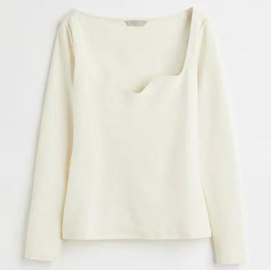 Chic Square-Neck Cream Top